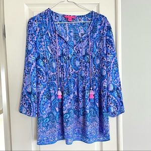 Lilly Pulitzer Marilina Tunic Top Hello Sunshine, Size S